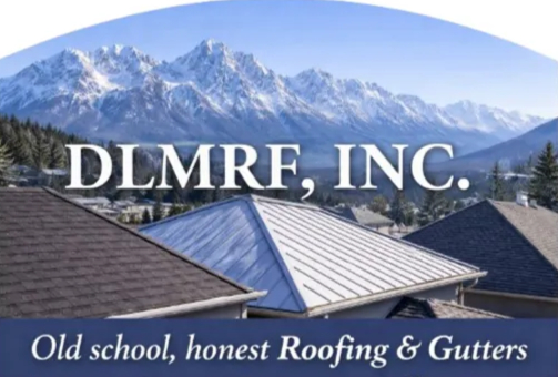 DLMRF, Inc. logo — snow-capped Colorado mountains above rooftops